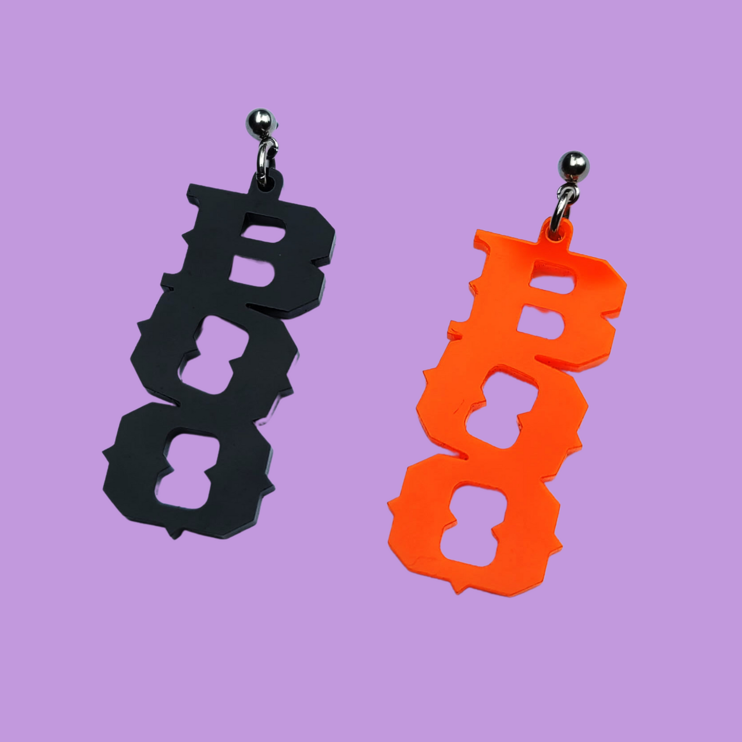 Orange and Black BOO - Earrings - Laser Cut
