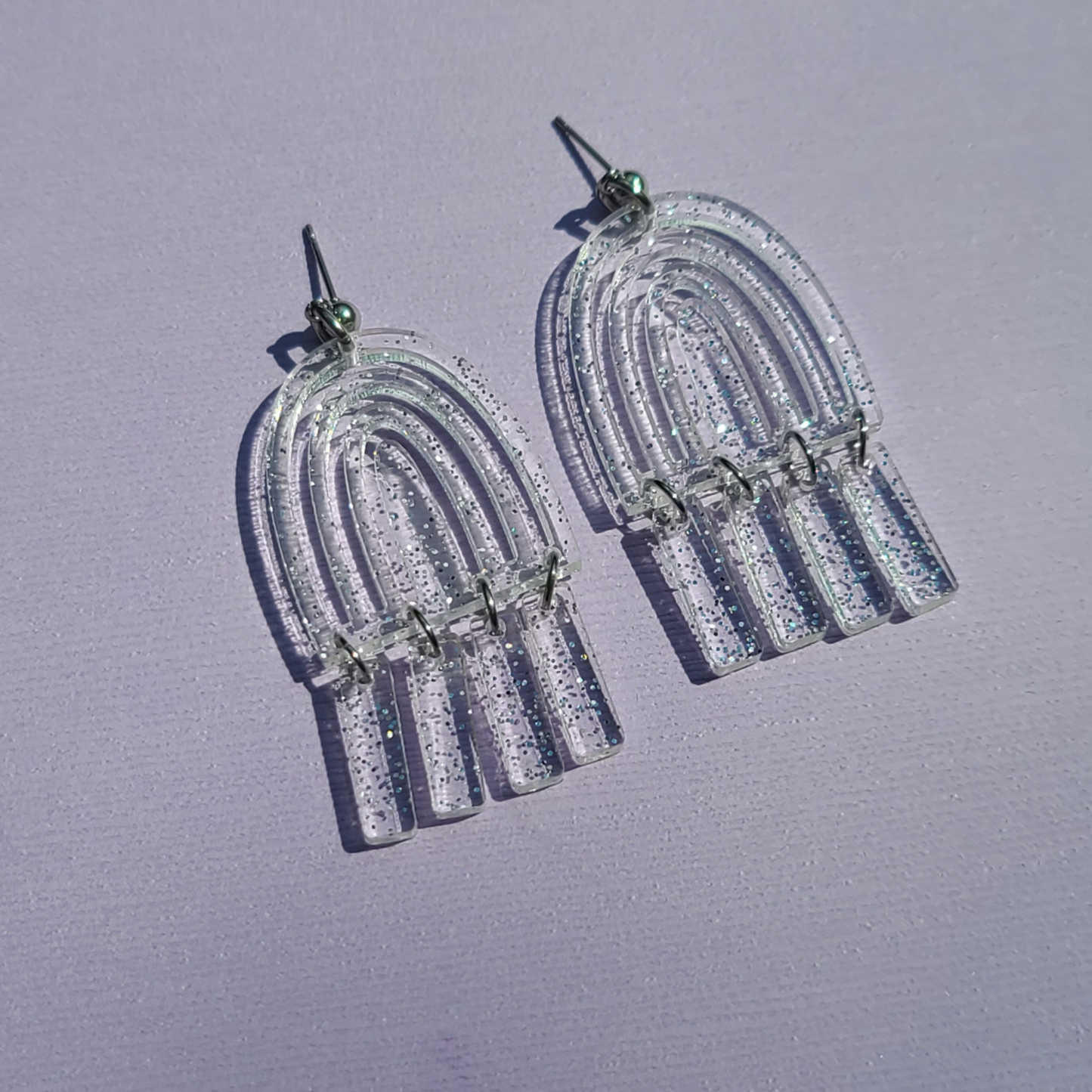 Clear Jelly Rainbows with Dangles - Laser Cut Earrings