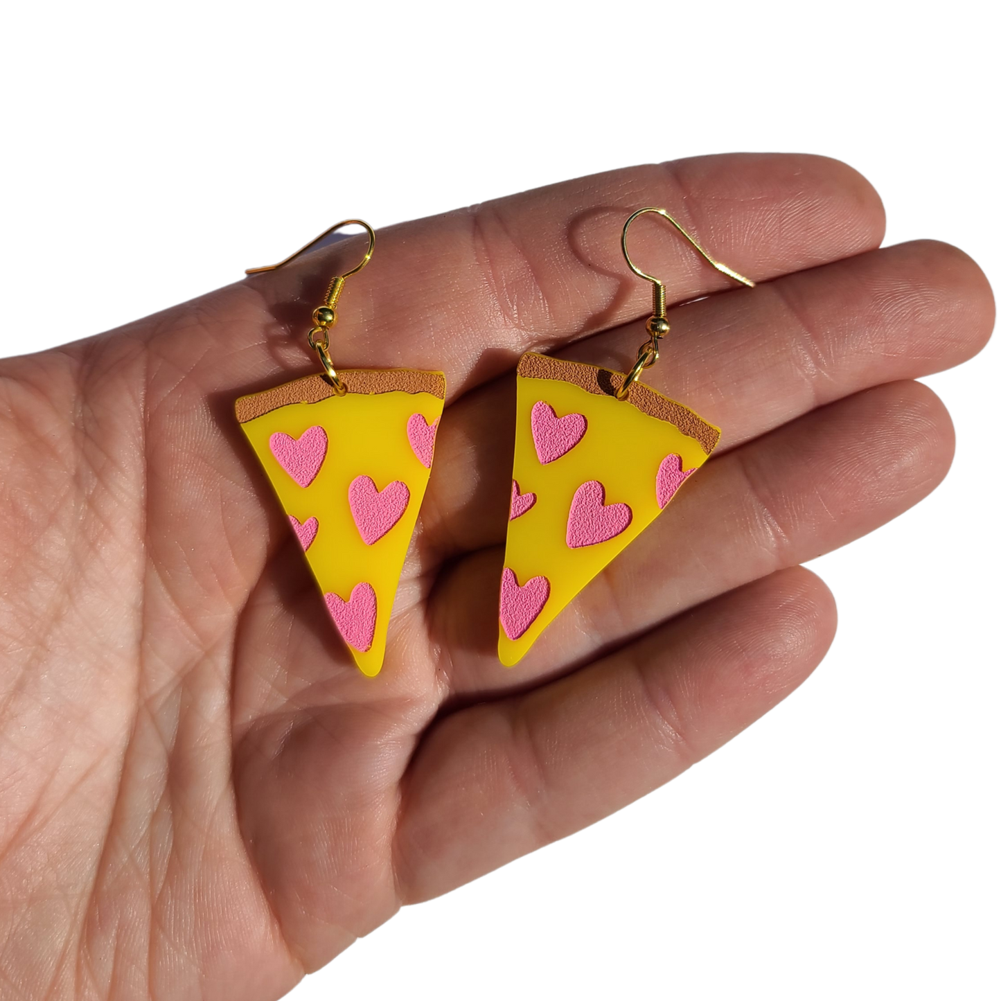 Pizza Slices with Heart Pepperoni  - Laser Cut Earrings