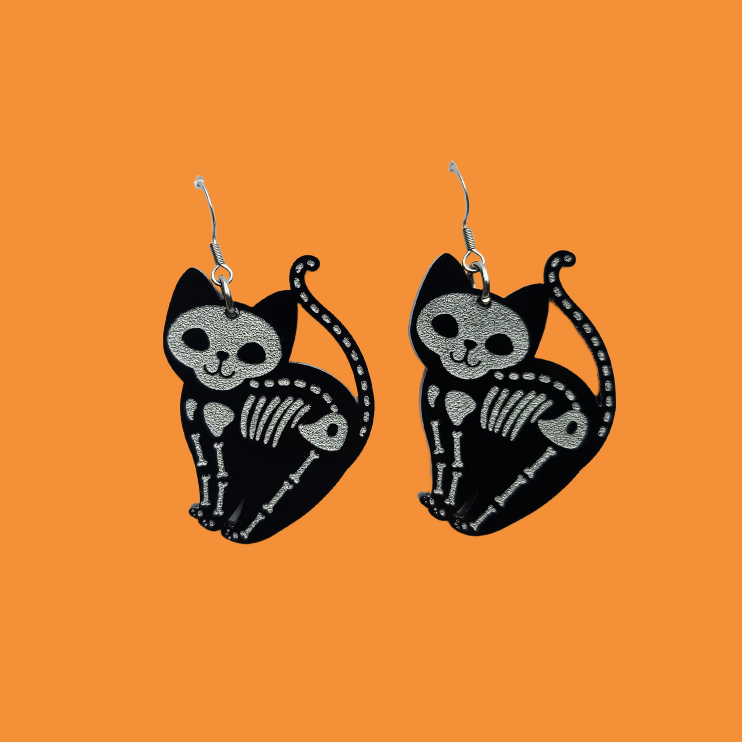 Skeleton Cats - Earrings - Laser Cut