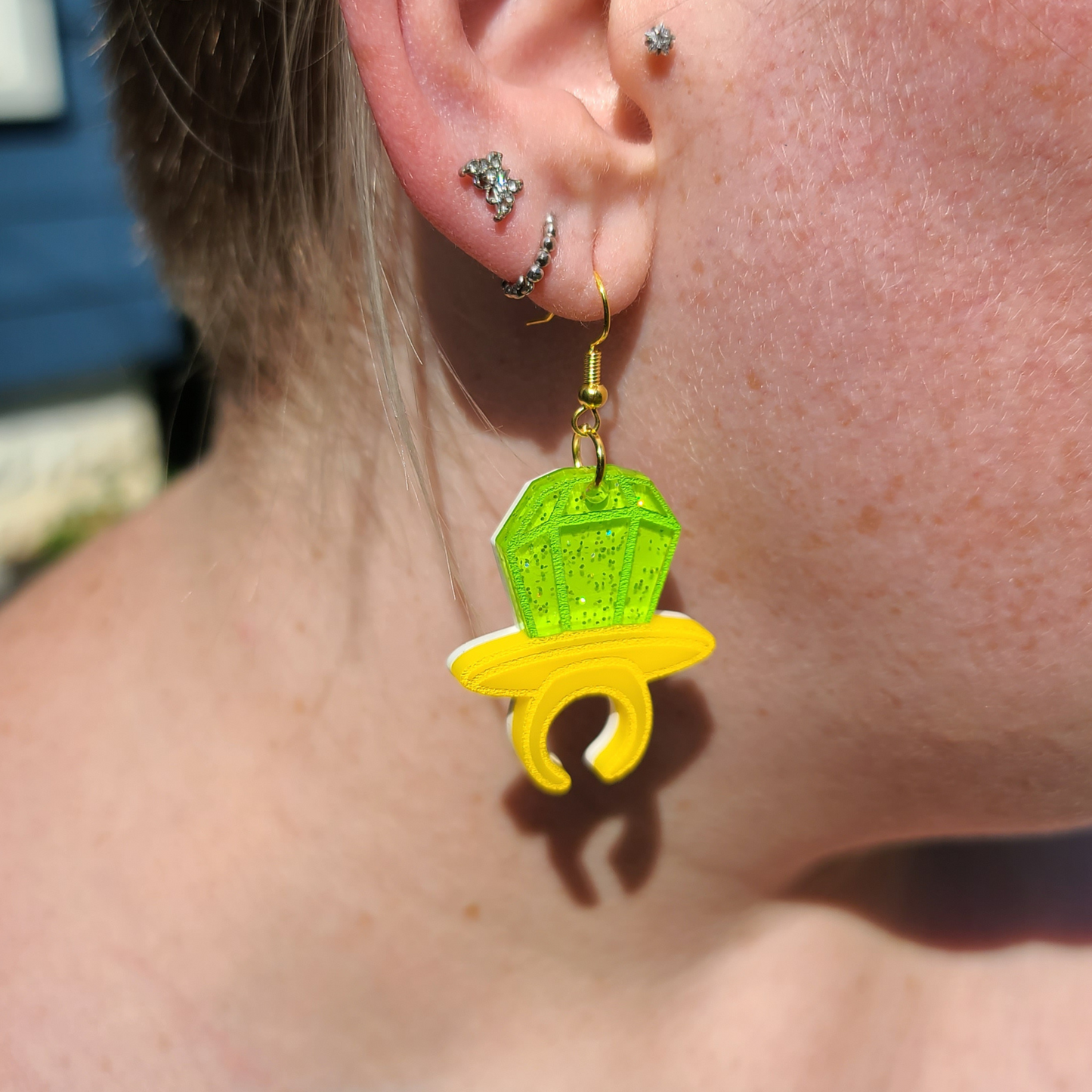 Ring Pops (green/yellow) - Laser Cut Earrings