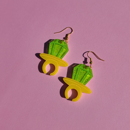 Ring Pops (green/yellow) - Laser Cut Earrings