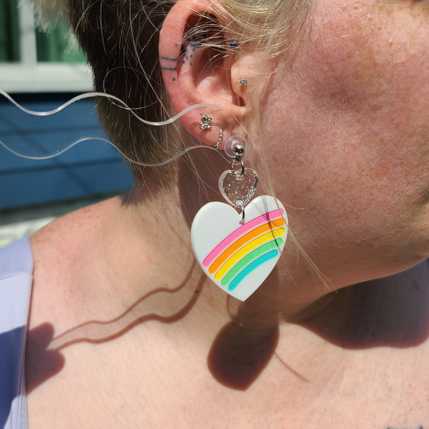 Retro Rainbow Hearts - Laser Cut Earrings
